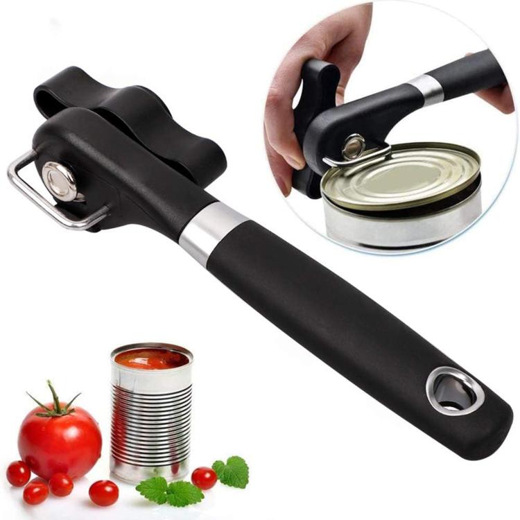 LsCook Stainless Steel Cutter Head Single Handle Side Can Opener (Black)