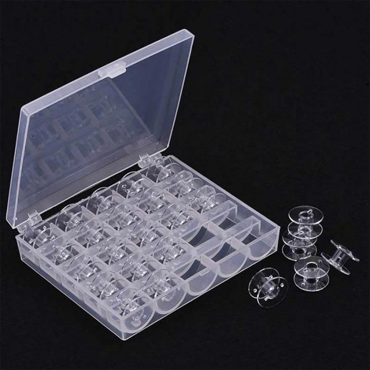 Transparent Plastic Bobbin Sewing Machine Spool Bobbin Box with 25 Bobbins
