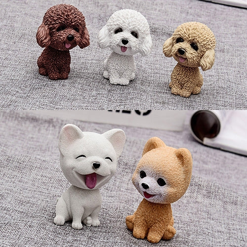 Shaking Head Dog Car Ornaments Resins Lovely Cartoon Dog New Year Gifts with Double-sided Adhesive Tape — Yellow Teddy Cartoon Dog