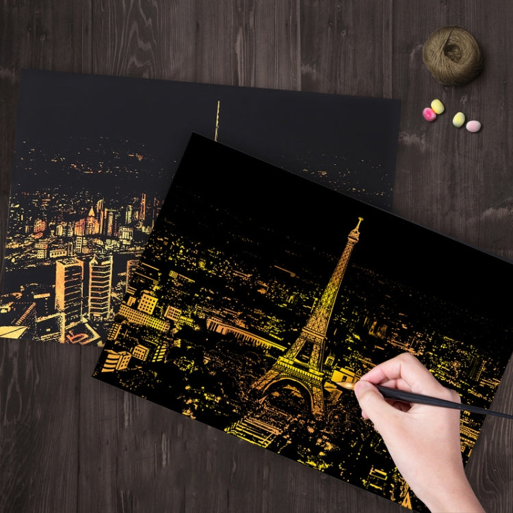 Bright City DIY Drawing Picture Wall Painting Scratch Card Golden Night View Paint Arts Paper Hand Painted Home Decoration Creative Handmade Gifts, Size:41*28.7cm — view 10