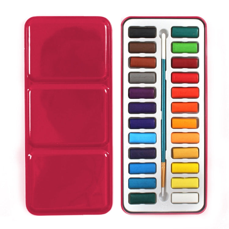 Portable Iron Box Solid Watercolor Paints Set for Artist School Student Outdoor Water Color Sketch Painting Stationery, 24 Colors