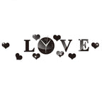 Creative LOVE Clock Acrylic Mirror DIY Wall Sticker — LOVE Clock Acrylic Mirror (Black)