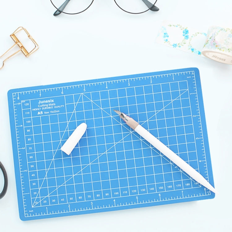 Junesix A5 Cutting Mat Set Cutting Mat & Ruler & Carving Knife — Pink