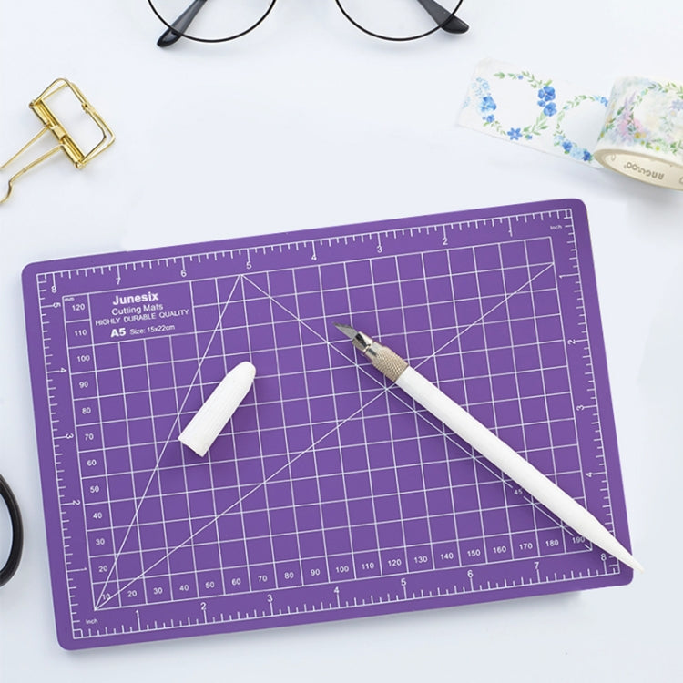 Junesix A5 Cutting Mat Set Cutting Mat & Ruler & Carving Knife — Blue