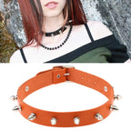 Punk Style Fashion Street Dance Rock Leather Rivet Necklace Collar, Random Color Delivery