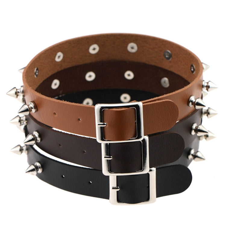 Punk Style Fashion Street Dance Rock Leather Rivet Necklace Collar, Random Color Delivery