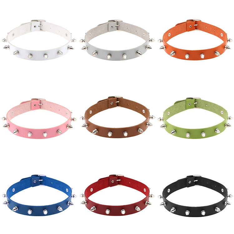Punk Style Fashion Street Dance Rock Leather Rivet Necklace Collar, Random Color Delivery