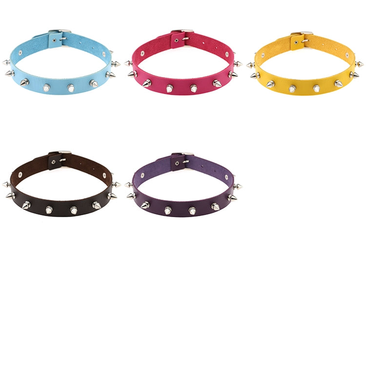 Punk Style Fashion Street Dance Rock Leather Rivet Necklace Collar, Random Color Delivery
