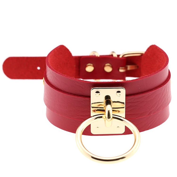 European and American Harajuku PU Leather Gold Single Ring Collar Wide Street-Snap Nightclub O-shaped Choker Necklace — view 19