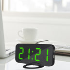 Multifunction Creative Mirror Reflective LED Display Alarm Clock with Snooze Function & 2 USB Charge Port