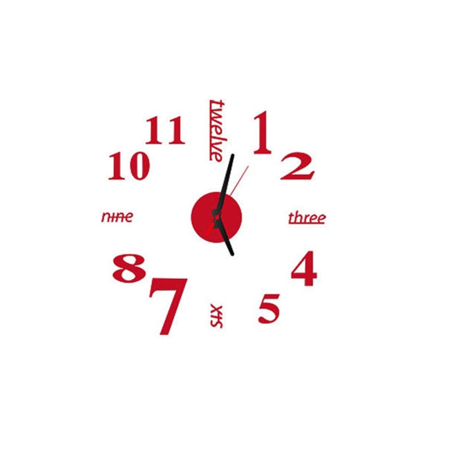 Lovelife WC37130 Acrylic English Digital DIY Stereo Wall Clock Wall Stick Clock