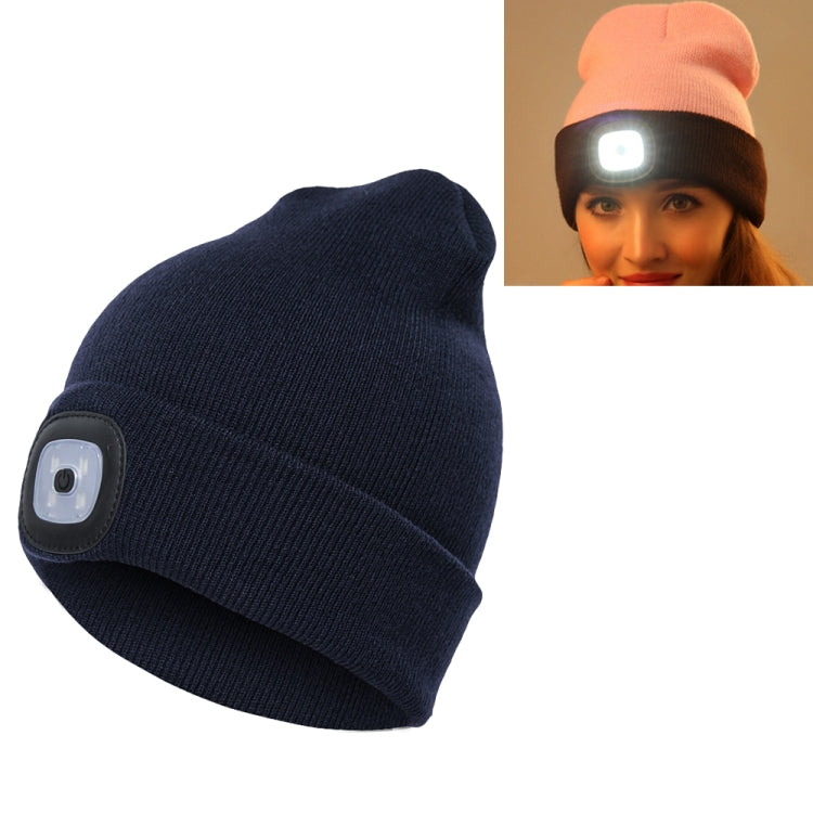 Unisex Warm Winter Polyacrylonitrile Knit Hat Adult Head Cap with 4 LED Lights — Yellow