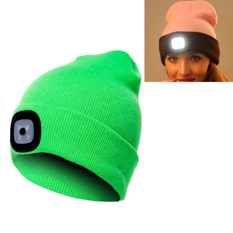 Unisex Warm Winter Polyacrylonitrile Knit Hat Adult Head Cap with 4 LED Lights — Blue