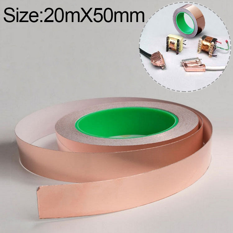 Pure Copper Double-sided Conductive Copper Foil Tape Signal Masking Tape, Size: 20m x 50mm