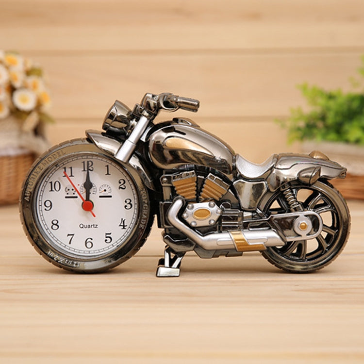 Cartoon Motorcycle Alarm Clock Bedroom Plastic Pointer Alarm Clock, Size: 23*13*6cm, Gold, Red, Black