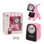 Mini Manual Child Deformation Alarm Clock Robot Toy — Pink