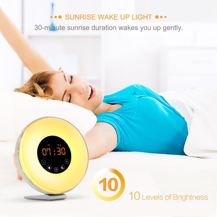 Multi-function Led Touch Intelligent Wake-up Light Alarm Clock with FM Radio