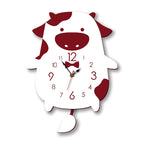 Creative Home Office Bedroom Decoration Cow Swing Acrylic Wall Clock