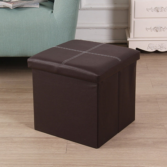 Leather Storage Box Creative Crossline Folding Sofa Bench — view 7