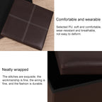 Leather Storage Box Creative Crossline Folding Sofa Bench — Black Brown