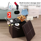 Leather Storage Box Creative Crossline Folding Sofa Bench — view 4