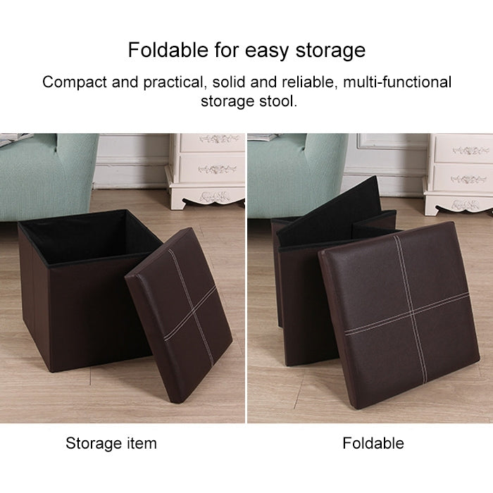 Leather Storage Box Creative Crossline Folding Sofa Bench — view 5