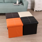 Leather Storage Box Creative Crossline Folding Sofa Bench — view 6