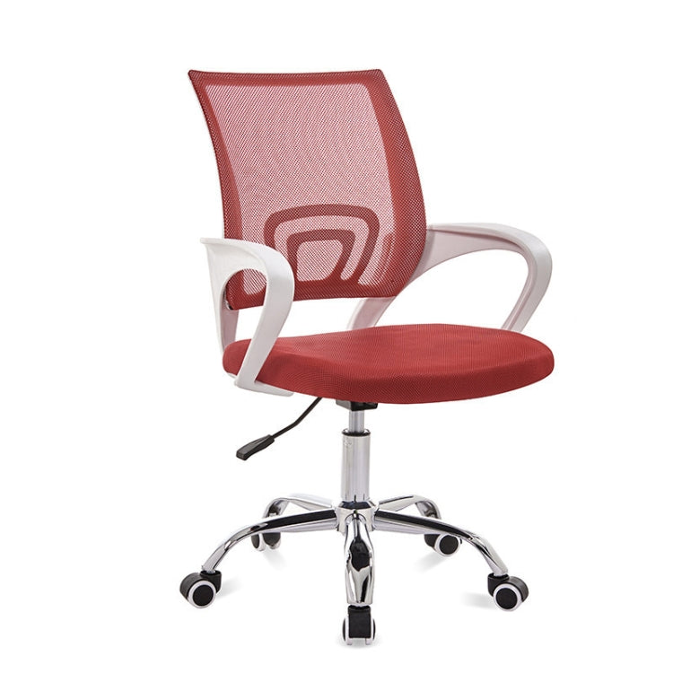 9050 Computer Chair Office Chair Home Back Chair Comfortable White Frame Simple Desk Chair — Red