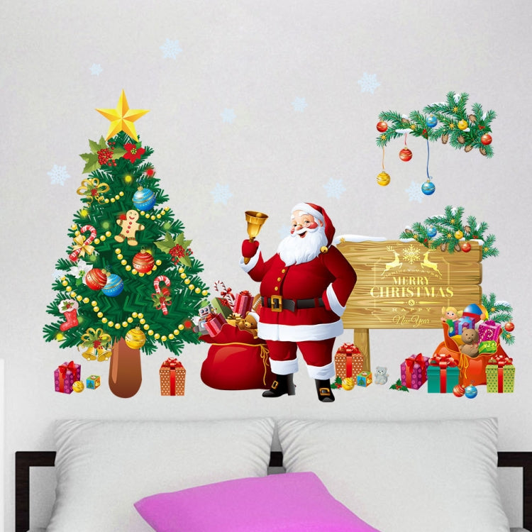 Santa Claus Living Room Bedroom Removable Wall Sticker Decoration, Christmas Tree
