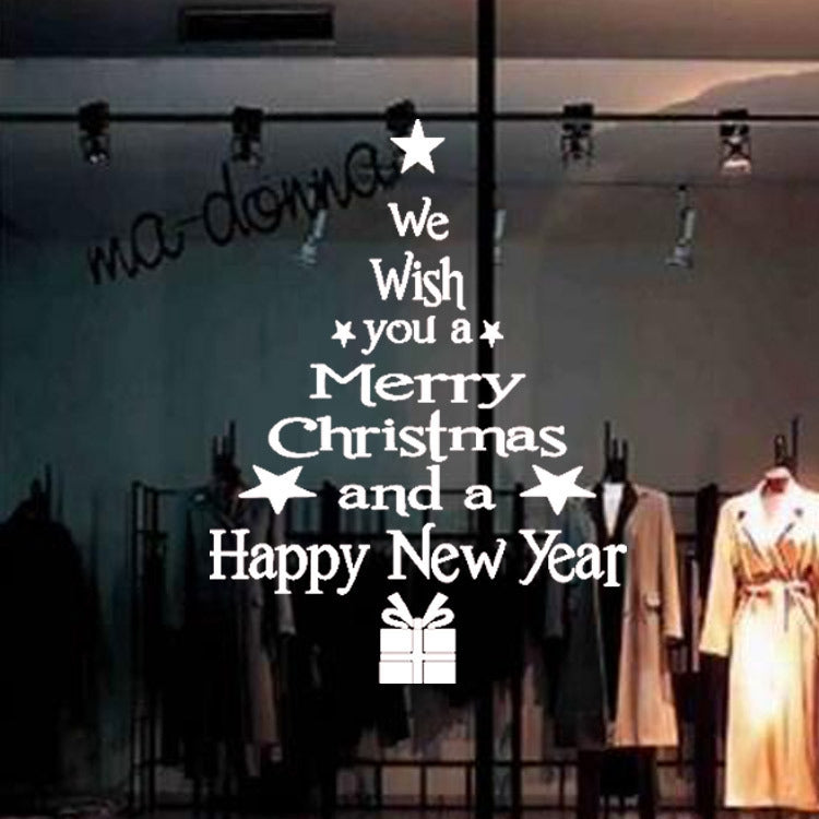 Blessing Christmas Tree Living Room Window Glass Door Removable Christmas Wall Sticker Decoration — Black
