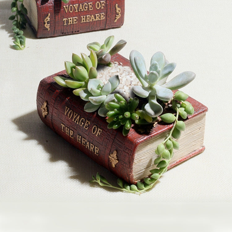 Retro Literature Book Pots Multi-meat Plant Bonsai Micro-landscape Vintage Book Flower Pot Planter for Flower Cacti Herbs Plant Bed Box Case FlowerPot, Size: 14*10.5*5cm