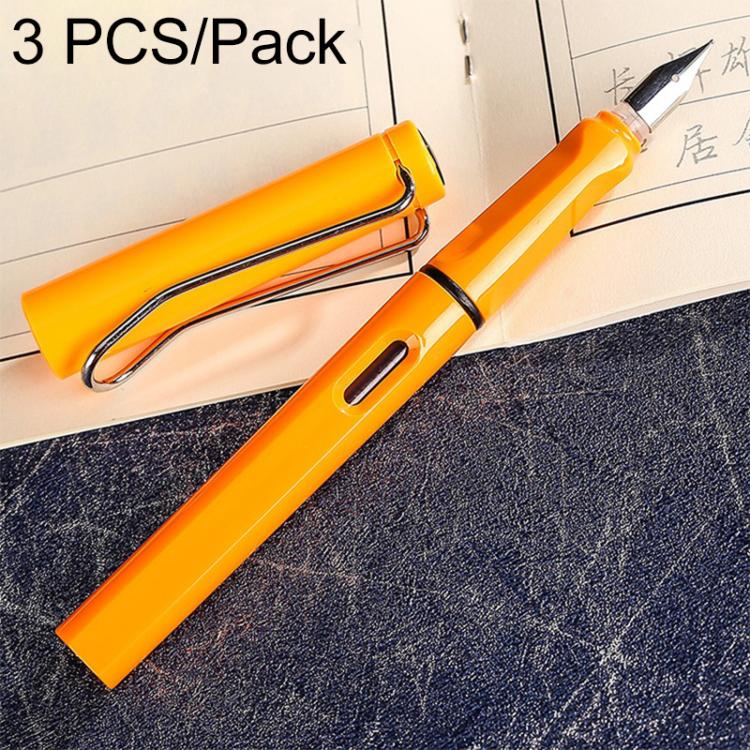 3 PCS School Office Extra Fine Titanium Alloy Nib Transparent Piston Fountain Pen(Black), Random Delivery(0.5mm/0.38mm Nib)