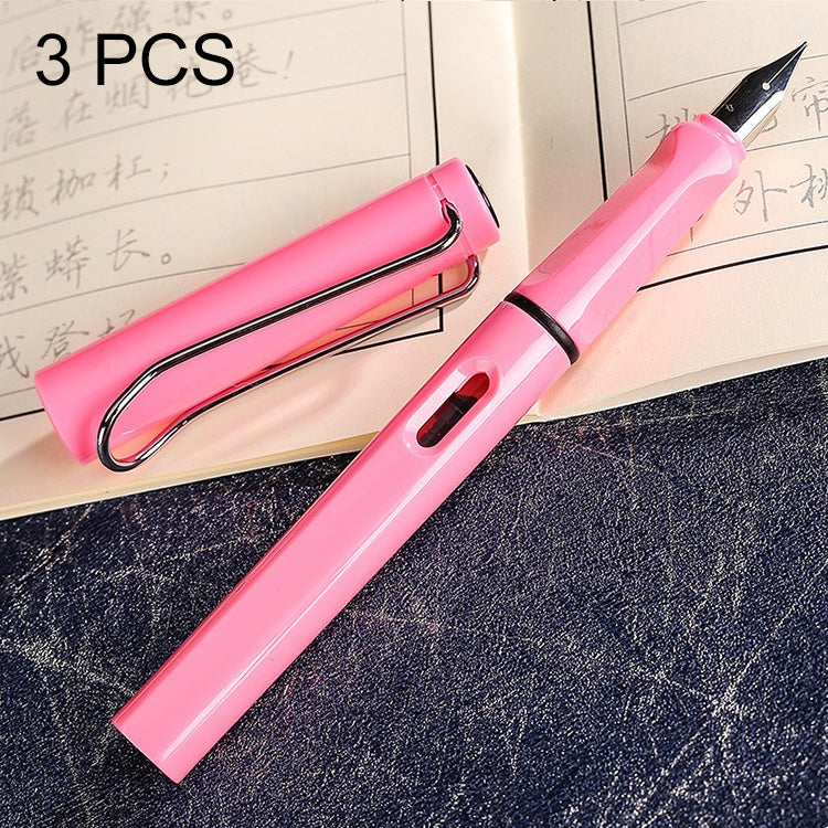3 PCS School Office Extra Fine Titanium Alloy Nib Transparent Piston Fountain Pen(Black), Random Delivery(0.5mm/0.38mm Nib)
