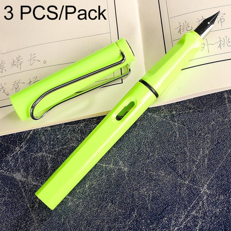 3 PCS School Office Extra Fine Titanium Alloy Nib Transparent Piston Fountain Pen(Black), Random Delivery(0.5mm/0.38mm Nib)