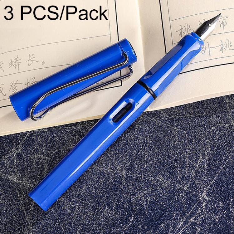 3 PCS School Office Extra Fine Titanium Alloy Nib Transparent Piston Fountain Pen(Black), Random Delivery(0.5mm/0.38mm Nib)