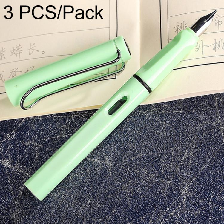 3 PCS School Office Extra Fine Titanium Alloy Nib Transparent Piston Fountain Pen(Black), Random Delivery(0.5mm/0.38mm Nib)