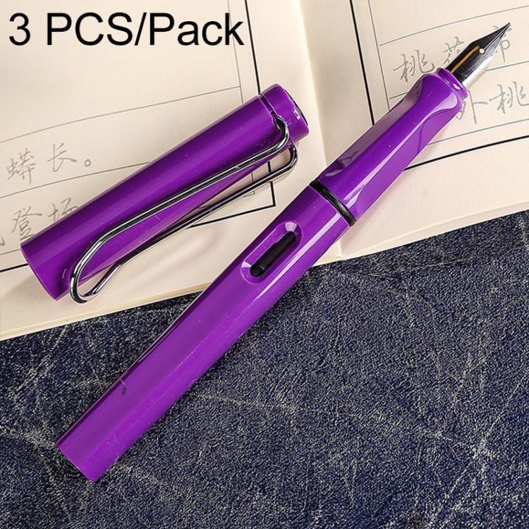 3 PCS School Office Extra Fine Titanium Alloy Nib Transparent Piston Fountain Pen(Black), Random Delivery(0.5mm/0.38mm Nib)