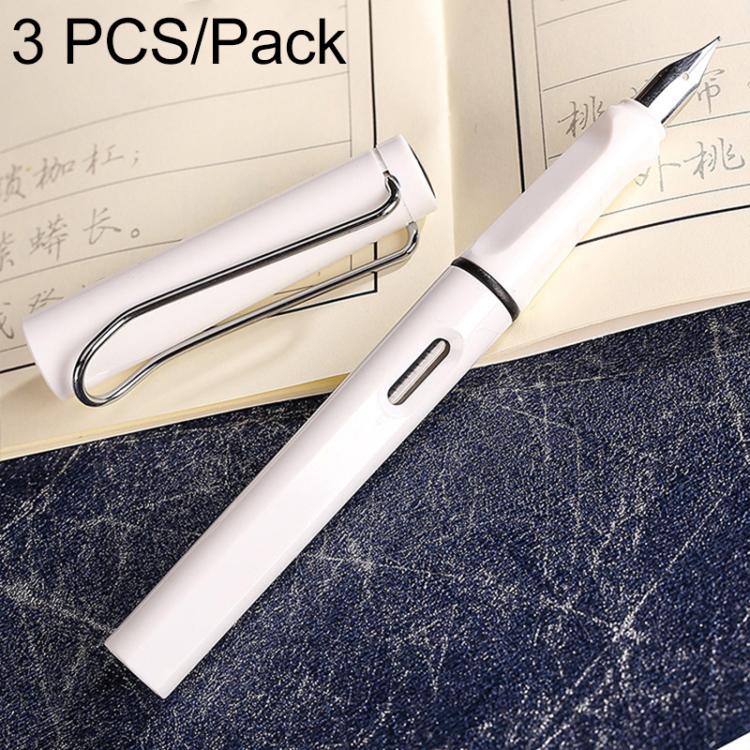 3 PCS School Office Extra Fine Titanium Alloy Nib Transparent Piston Fountain Pen(Black), Random Delivery(0.5mm/0.38mm Nib)