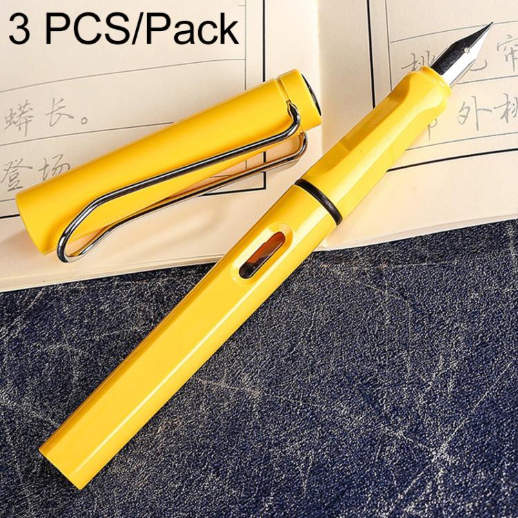 3 PCS School Office Extra Fine Titanium Alloy Nib Transparent Piston Fountain Pen(Black), Random Delivery(0.5mm/0.38mm Nib)