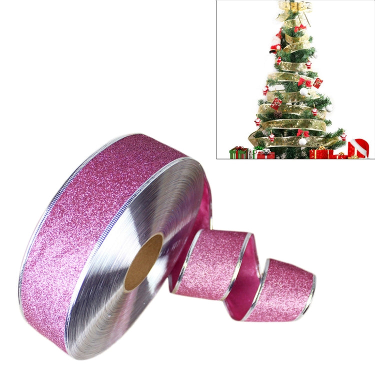 2m Christmas Party Decoration Glitter Powder Christmas Tree Decoration Ribbon — Red