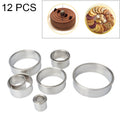 12 PCS / Set Stainless Steel Round Shape Cutting Mould Mousse Cake Doughnut Baking Tools