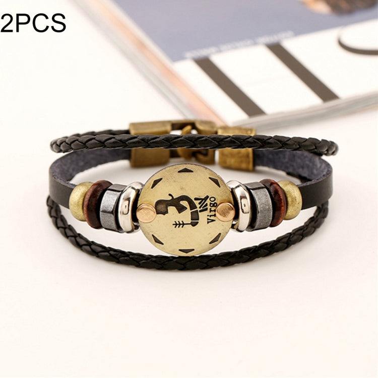 2 PCS Couple Lovers Jewelry Leather Braided Constellation Detail Hand Chain Bracelet, Size: 21*1.2cm — view 17
