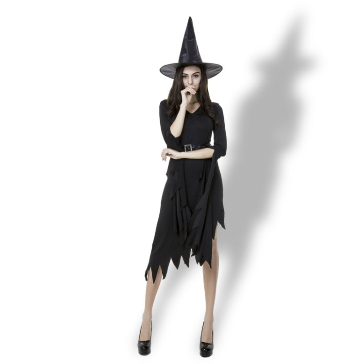 Black Irregular Long Skirt Exit Halloween Costume Cosplay Show Witchcraft Dress, XL, Chest: 98cm, Waistline: 80cm, Skirt Length: 110cm, Long Skirt Exit Chest: 98cm