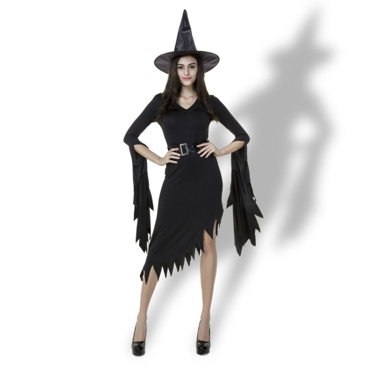Black Irregular Long Skirt Exit Halloween Costume Cosplay Show Witchcraft Dress, XL, Chest: 98cm, Waistline: 80cm, Skirt Length: 110cm, Long Skirt Exit Chest: 98cm