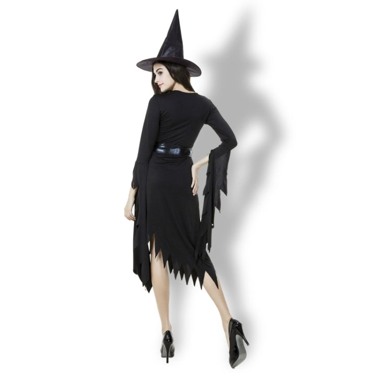 Black Irregular Long Skirt Exit Halloween Costume Cosplay Show Witchcraft Dress, XL, Chest: 98cm, Waistline: 80cm, Skirt Length: 110cm, Long Skirt Exit Chest: 98cm