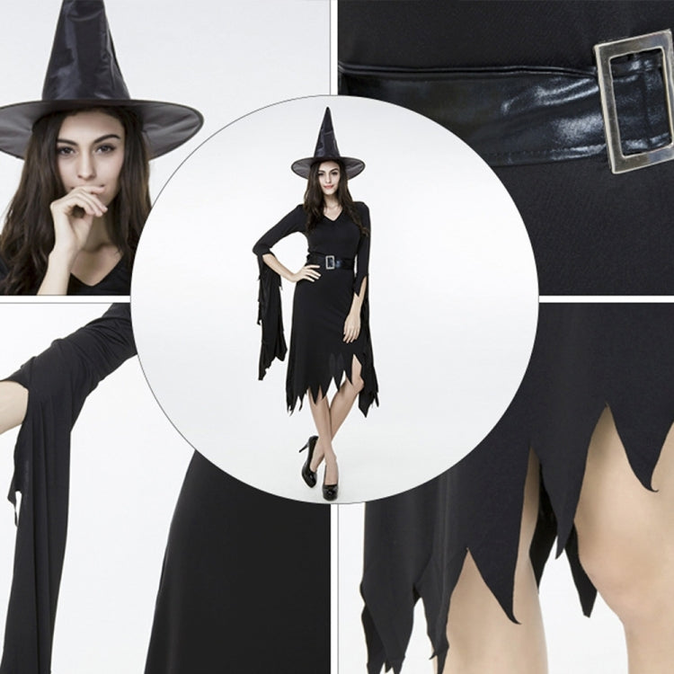 Black Irregular Long Skirt Exit Halloween Costume Cosplay Show Witchcraft Dress, XL, Chest: 98cm, Waistline: 80cm, Skirt Length: 110cm, Long Skirt Exit Chest: 98cm
