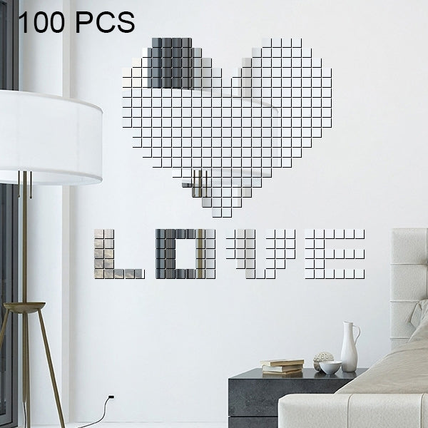 100 PCS Square Crystal Mosaic Mirror Acrylic Stereo Wall Stickers Creative Background Home Living Room Wall Sticker, Size:3*3cm, Size:3*3 Color:Gold — view 7