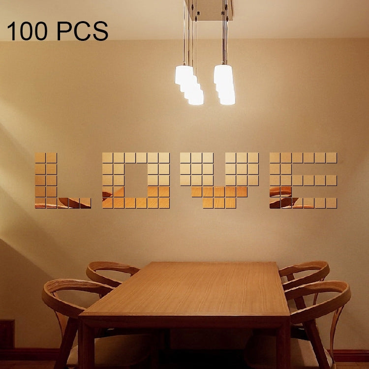 100 PCS Square Crystal Mosaic Mirror Acrylic Stereo Wall Stickers Creative Background Home Living Room Wall Sticker, Size:4*4cm — Silver