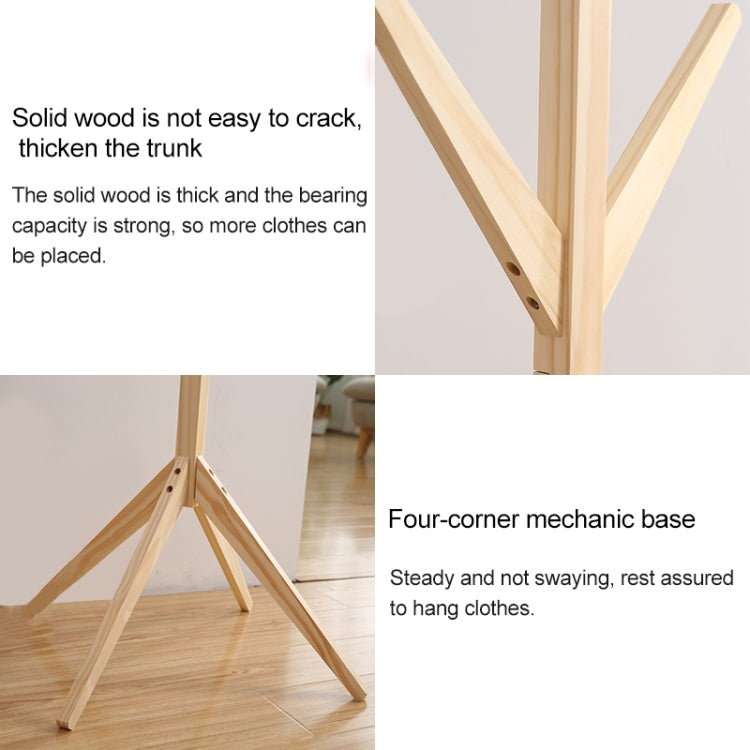 Creative Tree-shaped Solid Wood Floor Hatstand Clothes Hanging Rack, Size: 175x45x45cm
