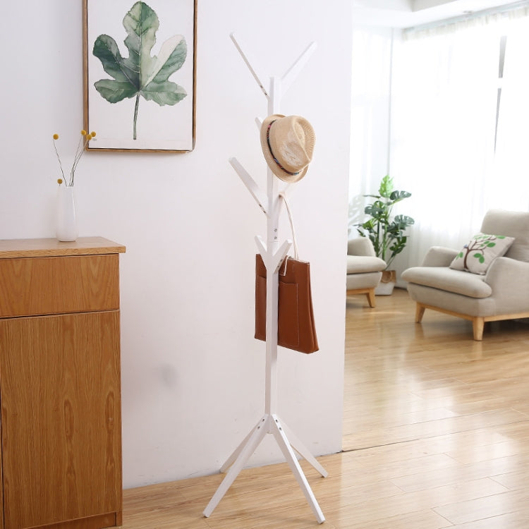 Creative Tree-shaped Solid Wood Floor Hatstand Clothes Hanging Rack,Size: 175x45x45cm, 175x45x45cm (White), 175x45x45cm (Wood), 175x45x45cm (Dark Coffee) — 175x45x45cm (White)